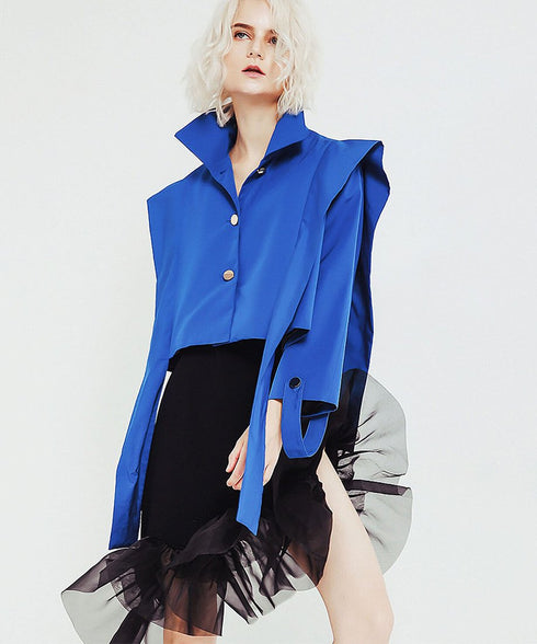Draped Cutout Shoulder Jacket
